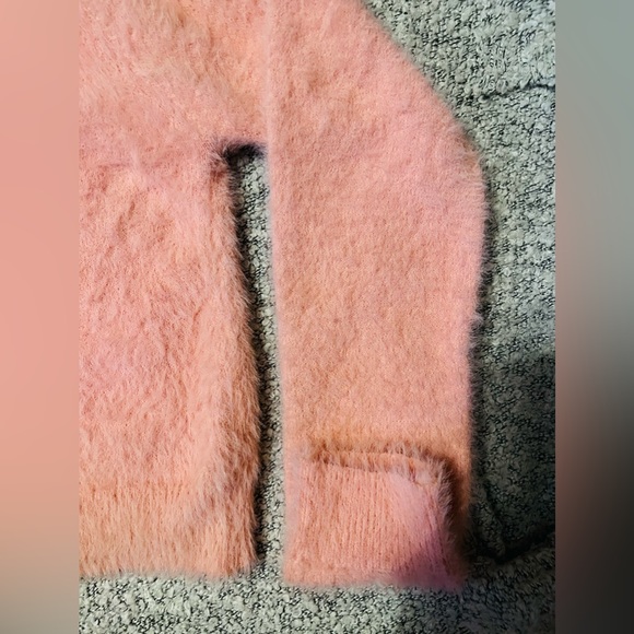 Baby Pink One-Shoulder Fuzzy Sweater - Picture 3 of 3